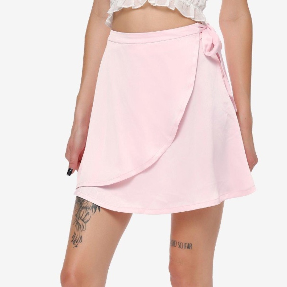 Sweet Society‎ Pink Satin Wrap Skirt Hot Topic